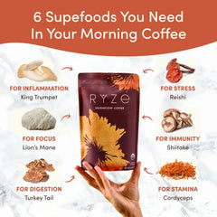 RYZE Mushroom Coffee — Organic Instant Coffee with Cordyceps & Reishi, 30 Servings L7