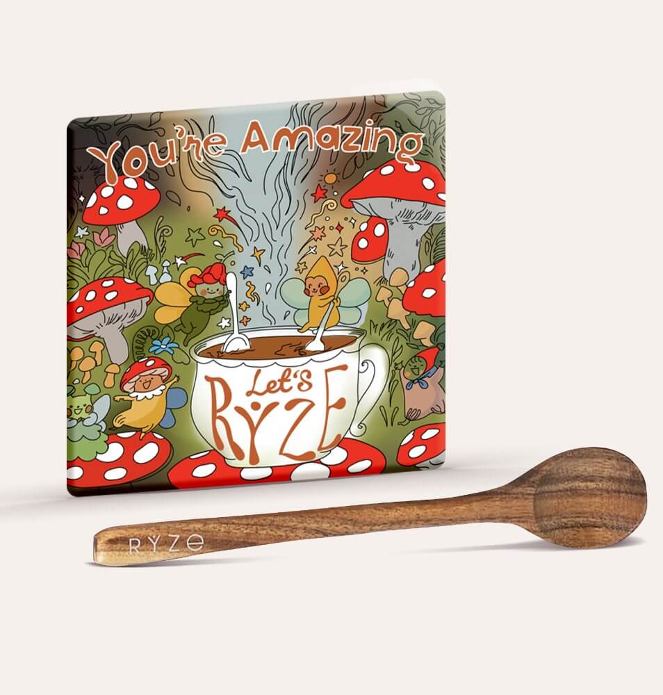 Mushroom Magnet + Acacia Spoon A6