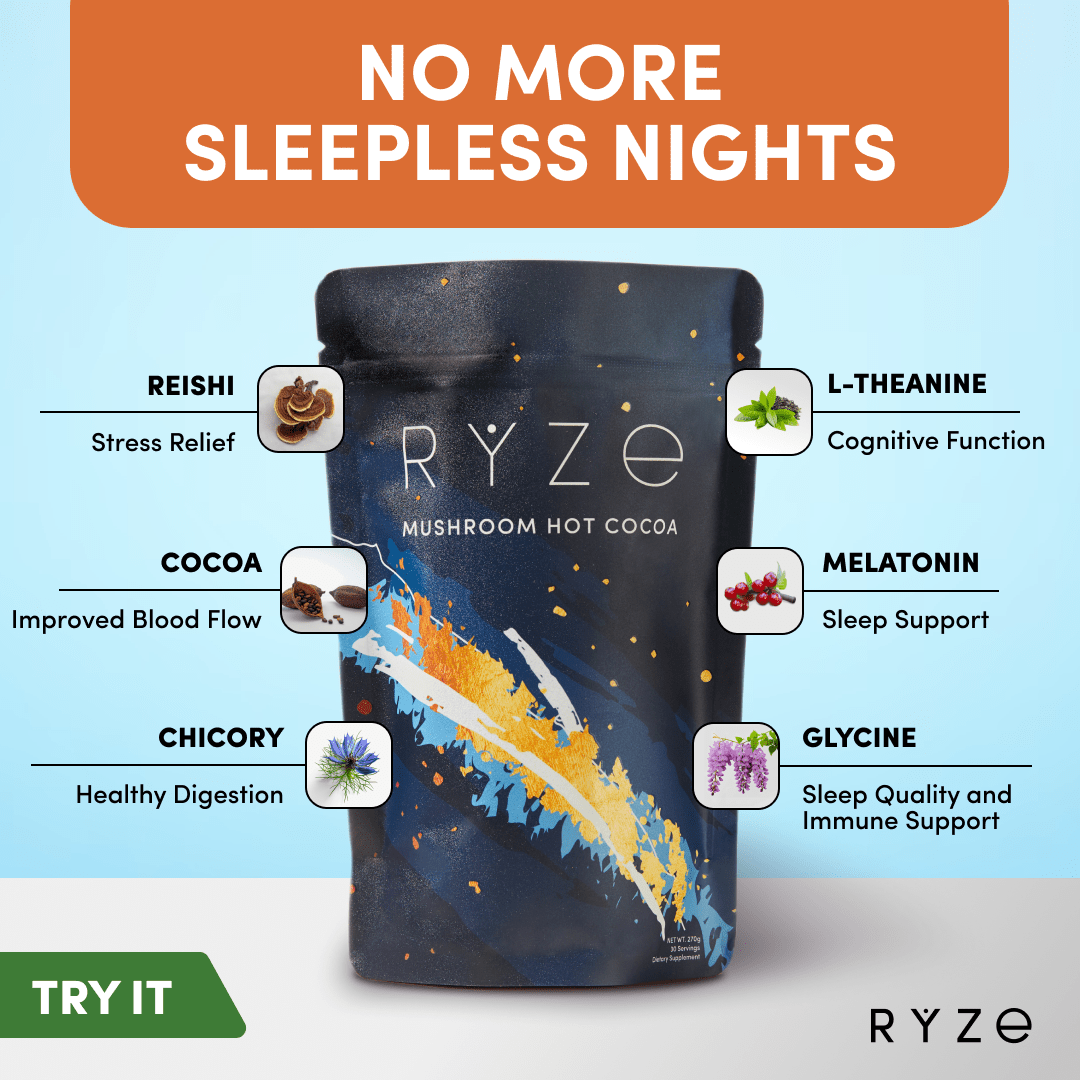 RYZE Hot Cocoa - with 6 Sleep Superfoods to Help Fall Asleep and Stay Asleep A1