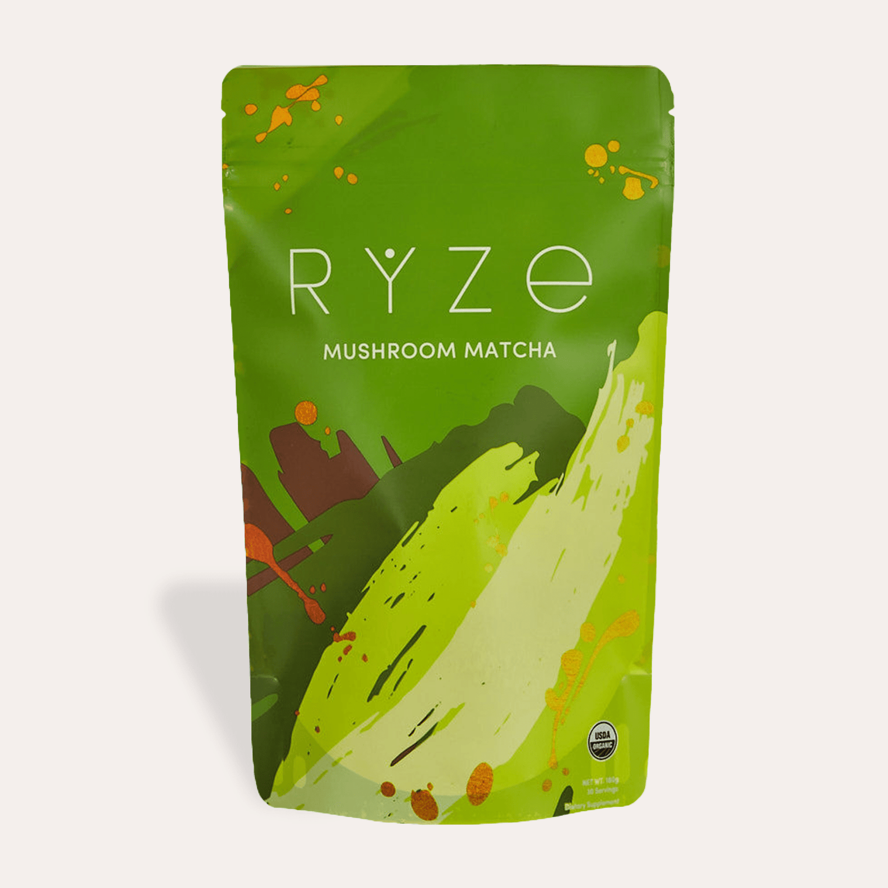 RYZE Mushroom Matcha - with 6 Organic Adaptogenic Mushrooms Grown In USA and Ceremonial-Grade Japanese Matcha G3