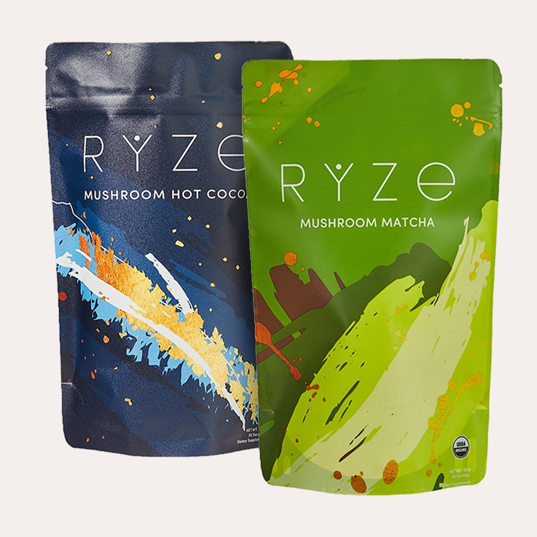 RYZE Mushroom Matcha - with 6 Organic Adaptogenic Mushrooms Grown In USA and Ceremonial-Grade Japanese Matcha G3